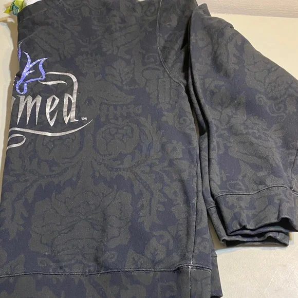 Charmed Women's Black Crewneck Sweater with Blue Stud Accent - Picture 3 of 5